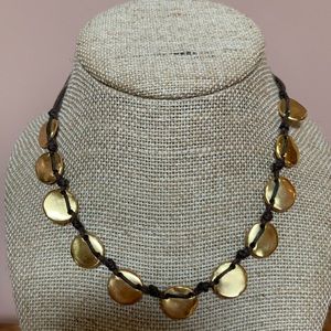 Uno De 50 Gold Disc Pendant Necklace Choker